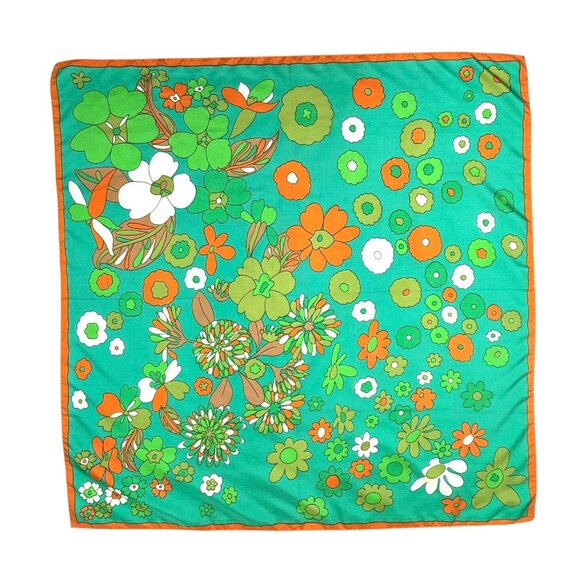 Vintage Mod Retro Polyester Scarf Signed EB - Made in Italy - 27" Square - Picture 3 of 7